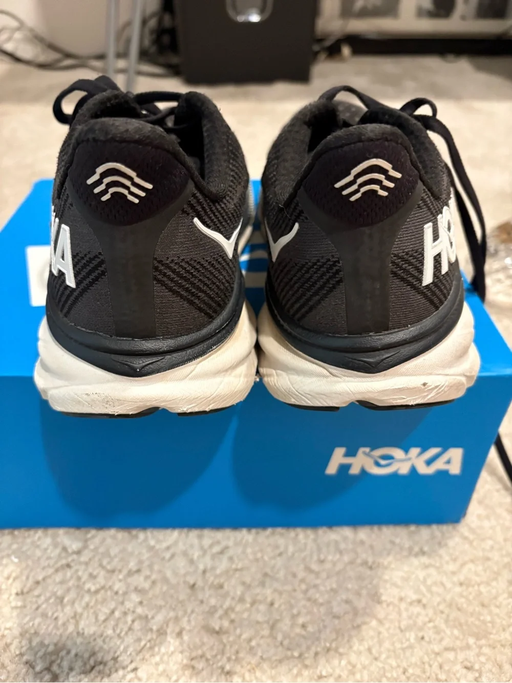 Hoka Black and White Women's Athletic Running Shoes